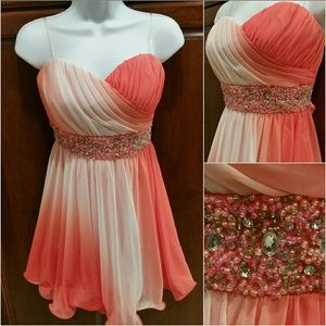 ⭐️ Formal Strapless Beautiful Peach Dress Homecoming Prom Wedding